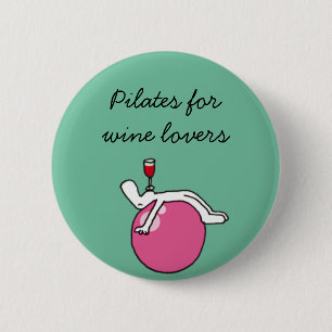 Badge Rond 5 Cm Pilates pour l'insigne vert de Winelovers