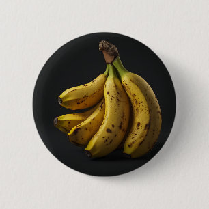 Badge Rond 5 Cm Pile de bananes sur un fond noir pur