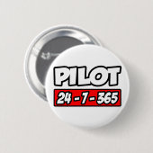 Badge Rond 5 Cm Pilote 24-7-365 (Devant & derrière)