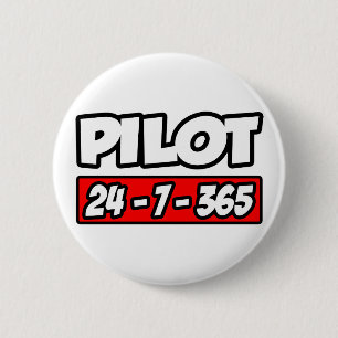 Badge Rond 5 Cm Pilote 24-7-365