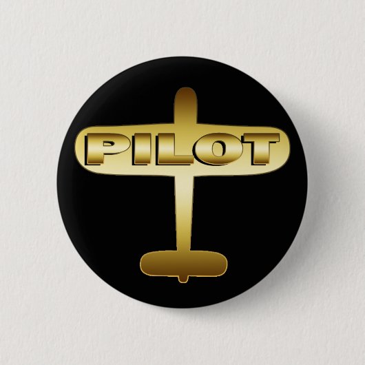 BADGE ROND 5 CM PILOTE D'AVION D'OR (Devant)