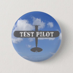 Badge Rond 5 Cm Pilote d'avion et d'essai