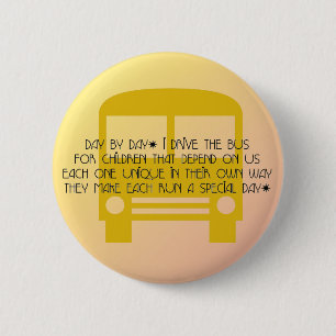 Badge Rond 5 Cm Pilote de bus Jour par jour Bus jaune