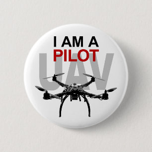 Badge Rond 5 Cm Pilote d'UAV Quadpilot Quadcopter