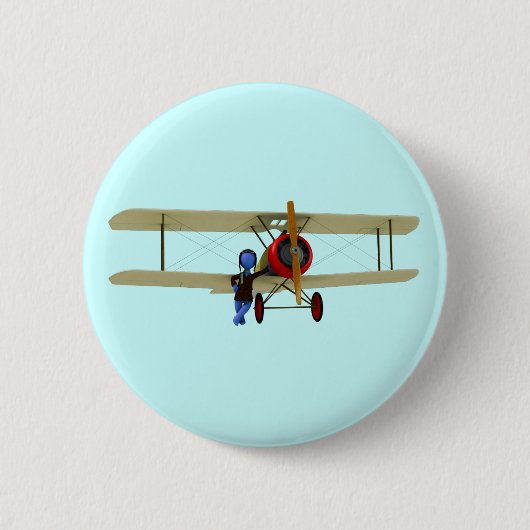 Badge Rond 5 Cm Pilote et biplan (Devant)