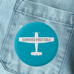 Badge Rond 5 Cm Pilote Étudiant Premier Solo Avion Drôle d'Aviatio