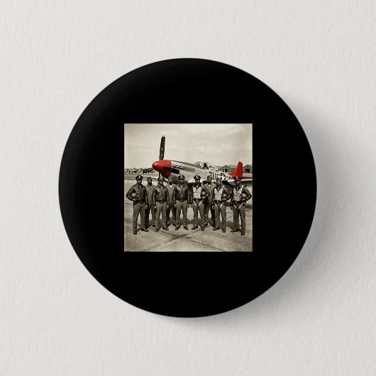 Badge Rond 5 Cm Pilotes noirs rétro histoire des Noirs seconde gue (Devant)