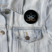 Badge Rond 5 Cm Pin athée d'atome (En situation)