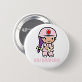 Badge Rond 5 Cm Pin avec dessin d'infirmier (Devant & derrière)