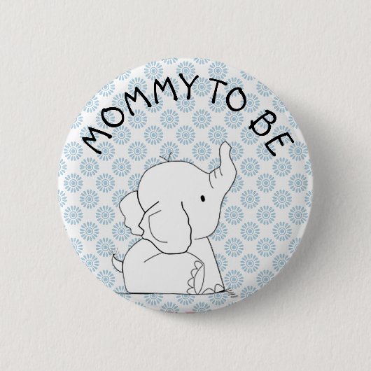 Badge Rond 5 Cm Pin bleu de baby shower d'éléphant (Devant)