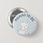 Badge Rond 5 Cm Pin bleu de baby shower d'éléphant (Devant & derrière)