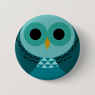 Badge Rond 5 Cm Pin bleu de hibou