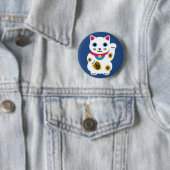 Badge Rond 5 Cm Pin chanceux mignon de chat (En situation)