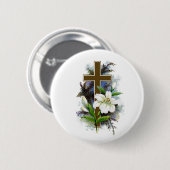Badge Rond 5 Cm Pin chrétien de la croix 2 (Devant & derrière)
