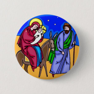Badge Rond 5 Cm Pin d'art de Noël de nativité de Jésus Mary Jos