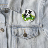 Badge Rond 5 Cm Pin de border collie (En situation)