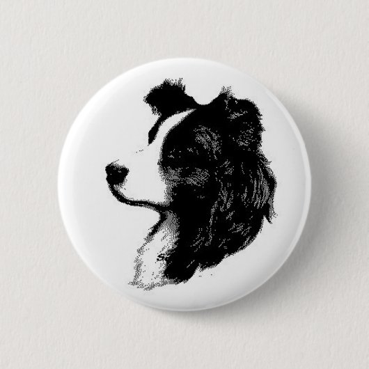 Badge Rond 5 Cm Pin de border collie (Devant)