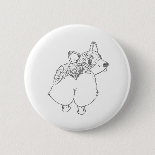 Badge Rond 5 Cm Pin de bout de corgi (Devant)