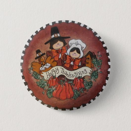 Badge Rond 5 Cm Pin de bouton de bon thanksgiving (Devant)