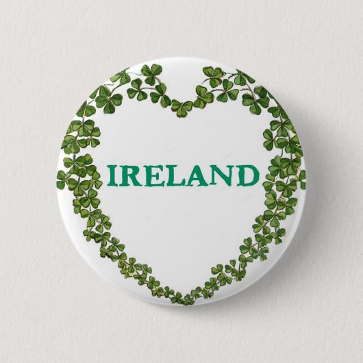 Badge Rond 5 Cm Pin de coeur de l'Irlande de shamrock (Devant)