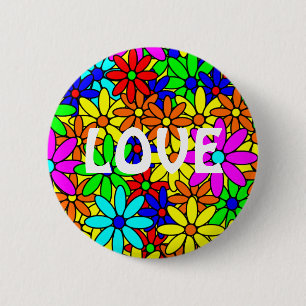 Badge Rond 5 Cm Pin de collage de flower power d'amour