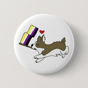 Badge Rond 5 Cm Pin de corgi de fierté de Nonbinary