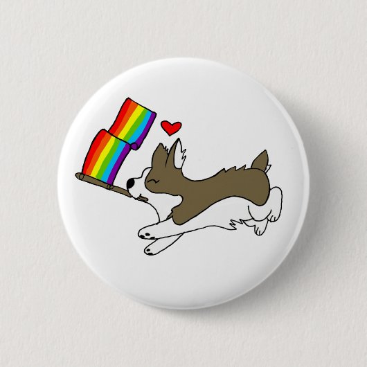 Badge Rond 5 Cm Pin de corgi de gay pride (Devant)