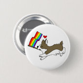 Badge Rond 5 Cm Pin de corgi de gay pride (Devant & derrière)