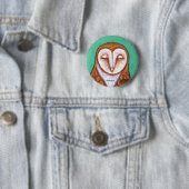 Badge Rond 5 Cm Pin de hibou de grange (En situation)