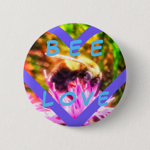 BADGE ROND 5 CM PIN DE MED D'AMOUR D'ABEILLE