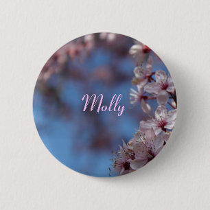 Badge Rond 5 Cm pin de nom de fleur de cerisier rose
