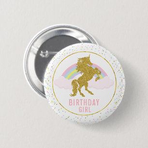 Badge Rond 5 Cm Pin de partie de licorne d'arc-en-ciel de fille