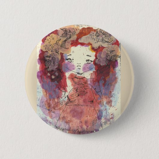 Badge Rond 5 Cm Pin de pensées de poisson rouge (Devant)