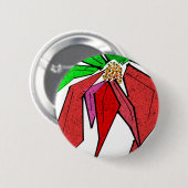 Badge Rond 5 Cm Pin de Poinsetta (Devant & derrière)