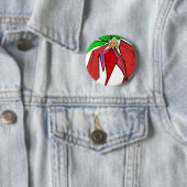 Badge Rond 5 Cm Pin de Poinsetta (En situation)