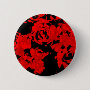 Badge Rond 5 Cm Pin de roses rouges