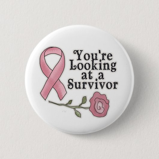 Badge Rond 5 Cm Pin de survivant de cancer du sein (Devant)