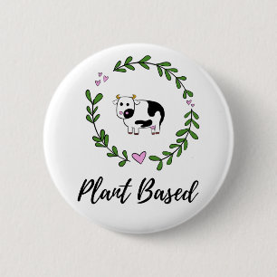 Badge Rond 5 Cm Pin de végétalien, plante a basé le Pin