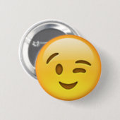 Badge Rond 5 Cm Pin d'Emoji de clin d'oeil (Devant & derrière)