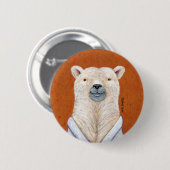 Badge Rond 5 Cm Pin d'ours blanc (Devant & derrière)