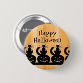Badge Rond 5 Cm Pin heureux noir et orange de Halloween (Devant & derrière)