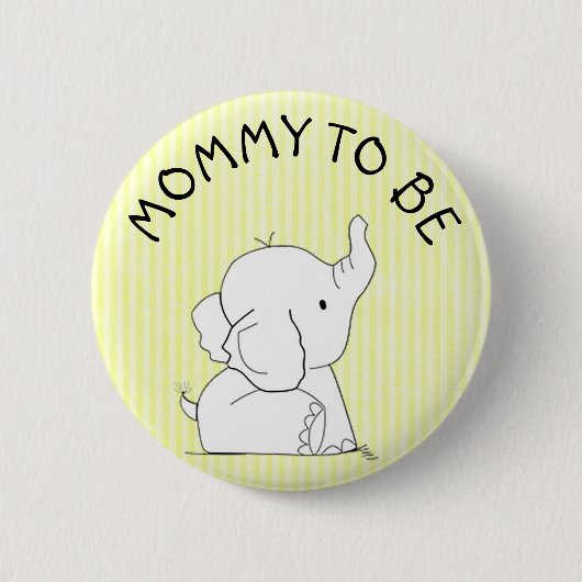 Badge Rond 5 Cm Pin jaune de baby shower d'éléphant (Devant)