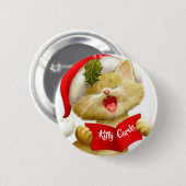 Badge Rond 5 Cm Pin mignon de Caroler de Noël de chant de chaton (Devant & derrière)