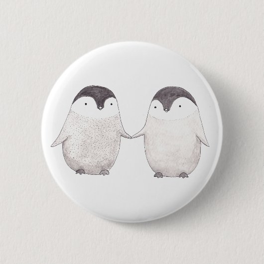 Badge Rond 5 Cm Pin mignon de couples d'amour de pingouin de (Devant)