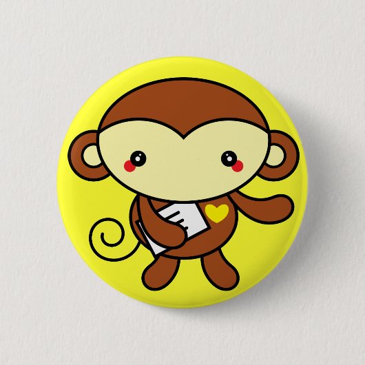 Badge Rond 5 Cm Pin mignon de singe (Devant)