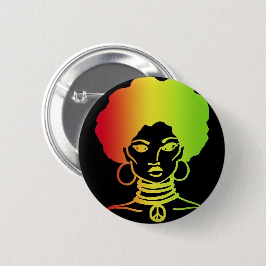 BADGE ROND 5 CM PIN NOIR D'AFROLICOUS (Devant & derrière)