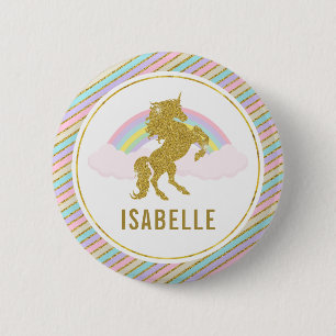 Badge Rond 5 Cm Pin nommé de partie de licorne d'arc-en-ciel