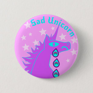 Badge Rond 5 Cm Pin pleurant d'arcs-en-ciel de licorne triste