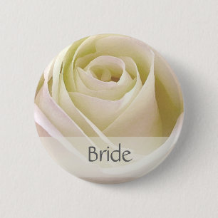 Badge Rond 5 Cm Pin rose de jeune mariée de double blanc