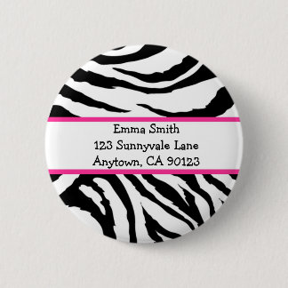 Badge Rond 5 Cm Pin rose et noir personnalisé de zèbre